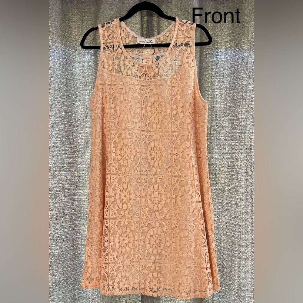 Simply Noelle Sleeveless Peach Lace Dress